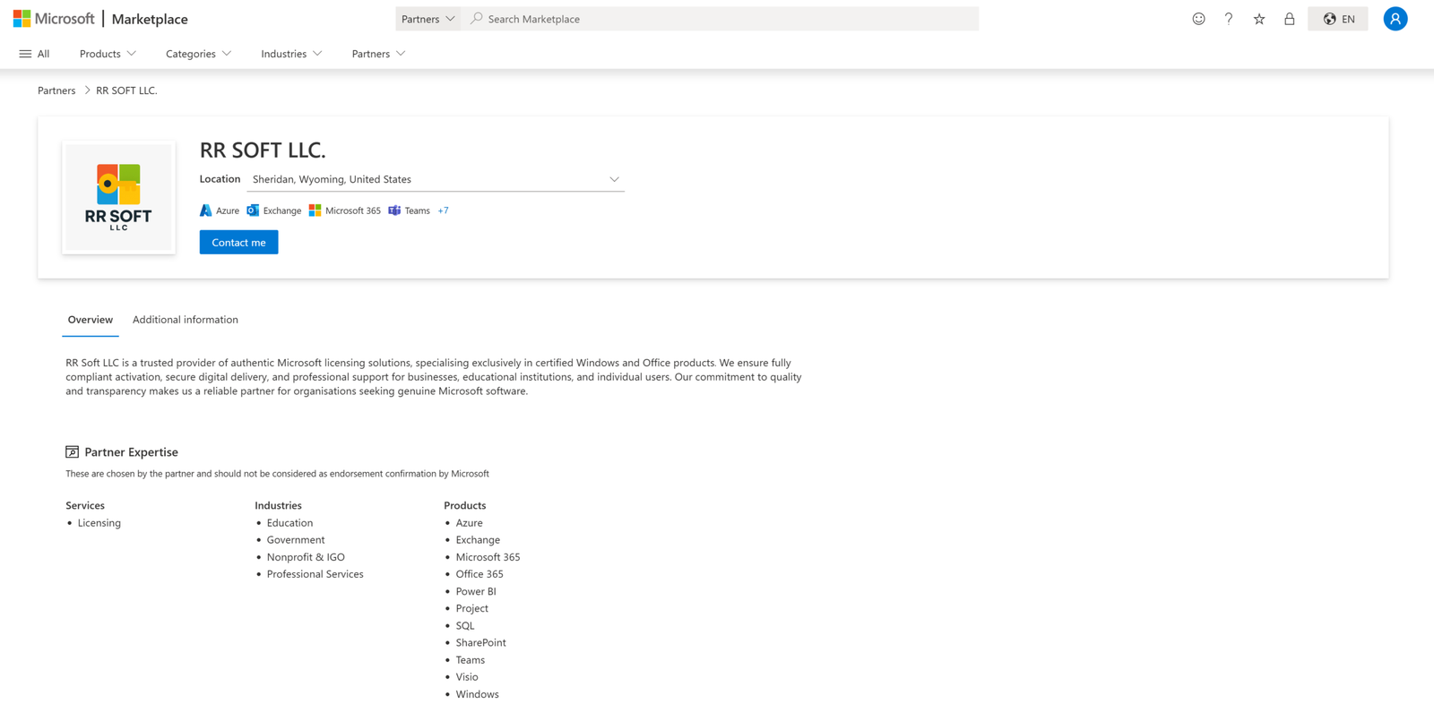 Microsoft Partner Marketplace RR SOFT LLC